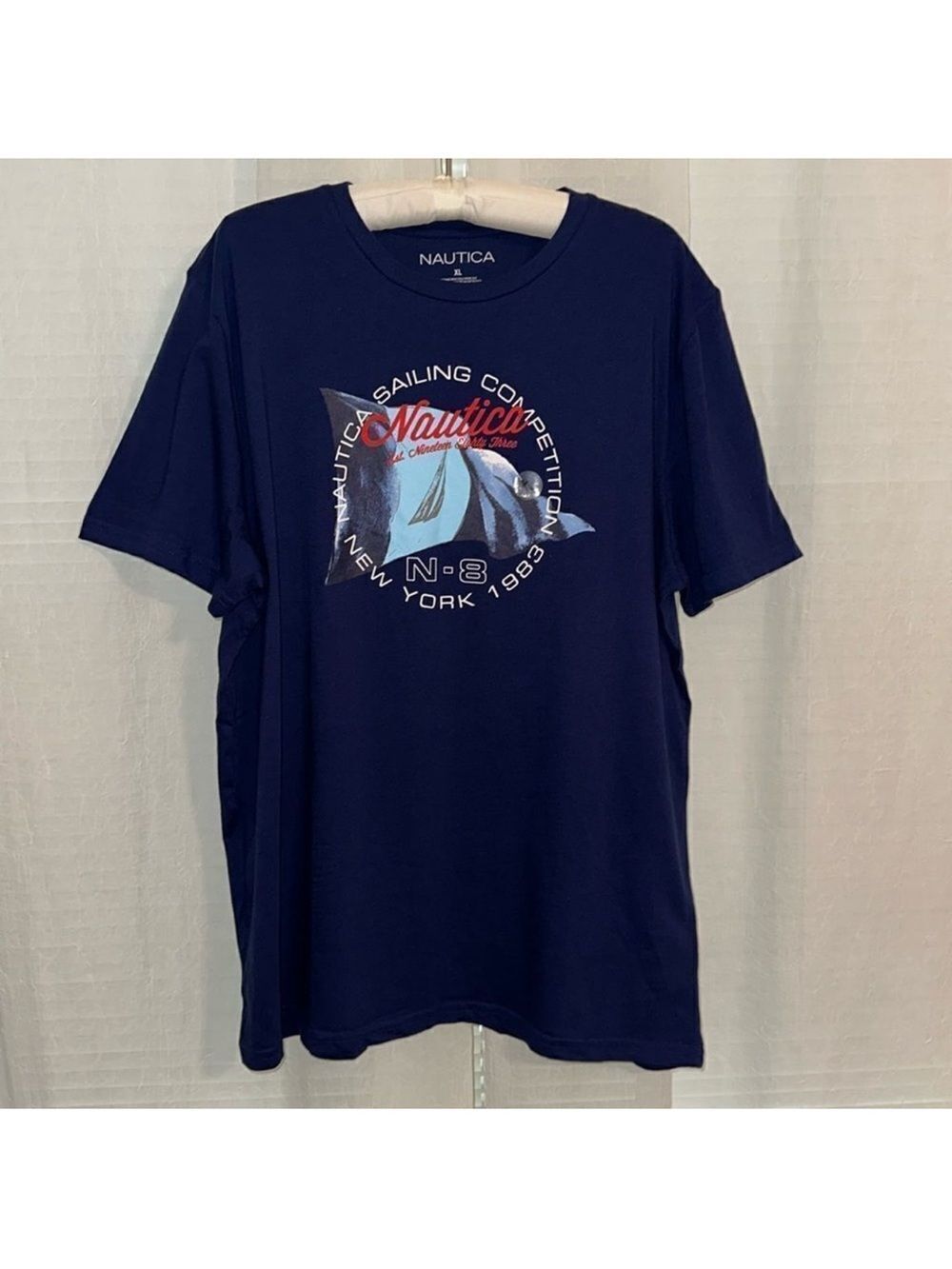Nautica XL Midnight Blue NYC Sailing Short Sleeve Cotton Graphic Tee